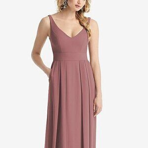 After Six 1519..Sleeveless Pleated Skirt Maxi Dress with Pockets..Rosewood..Sz 8